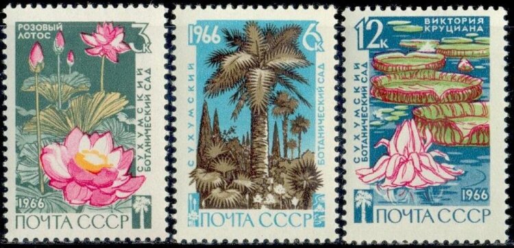 СССР, 1966. (3375-77) Сухумский ботанический сад