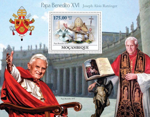 Мозамбик, 2009. Папа Бенедикт XVI (м\л+блок)