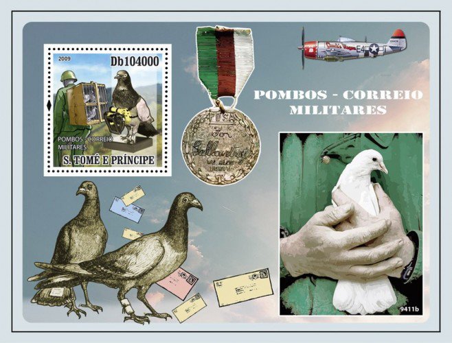 Сан-Томе и Принсипи, 2009. [st9411] Армия, почтовые голуби (м\л+блок) 