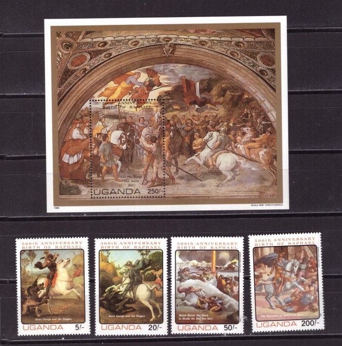 Уганда, 1983. Живопись, Рафаэль (серия+блок)