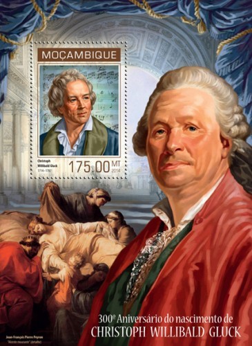 Мозамбик, 2014. (14114) Композиторы, Кристоф Виллибальд Глюк (мл+блок)