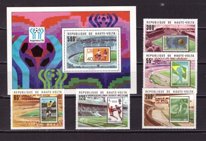 Верхняя Вольта, 1978. Футбол, ЧМ-1978 (красная надпечатка)