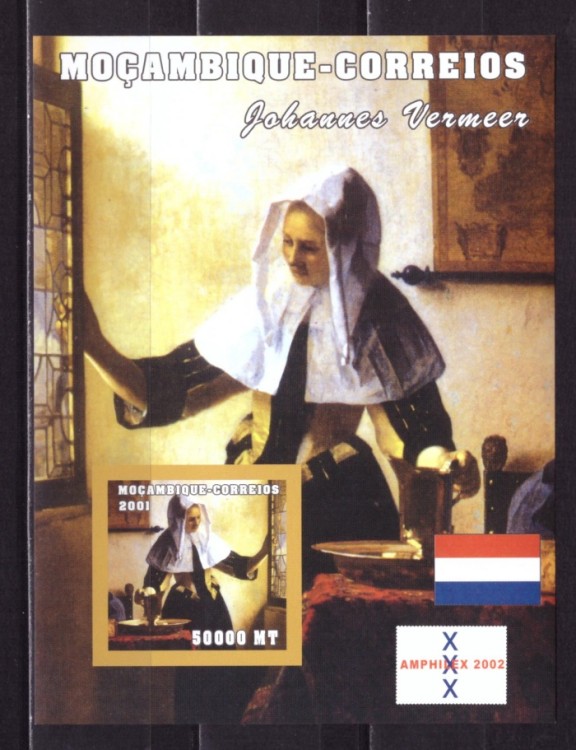 Мозамбик, 2001. Живопись, Вермеер (блок, бз)