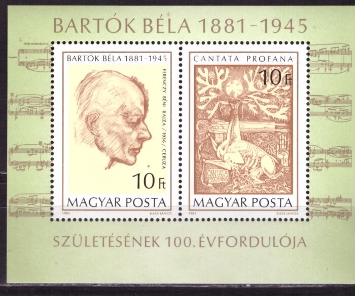 Венгрия, 1981. (3484-85) Известные композиторы, Барток Бела (мл)