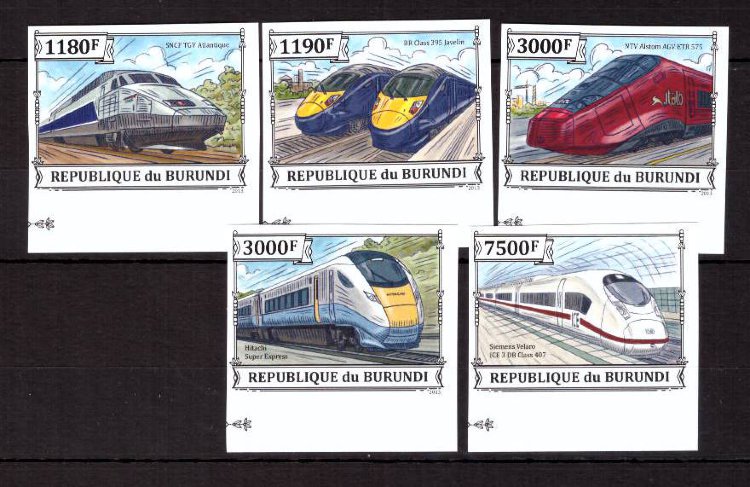 Бурунди, 2013. (bq13336) Скоростные поезда (бз)