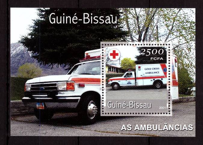 Гвинея-Биссау, 2001. (gb0121] Автомобили, скорая помощь (блок) 
