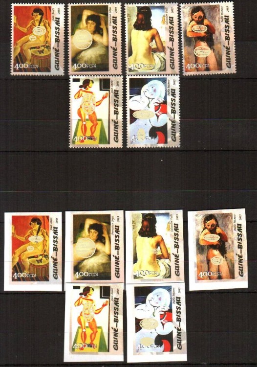 Гвинея-Биссау, 2005. (05-01) Живопись, Миро, Гойя  