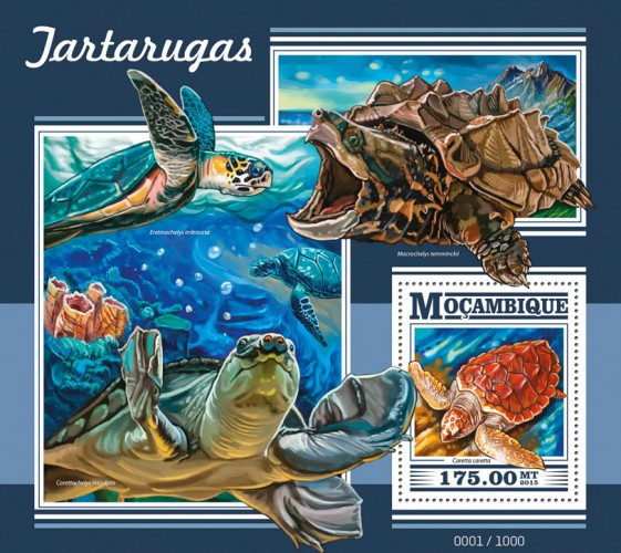 Мозамбик, 2015. (15405) Морская фауна, черепахи (серия+блок)