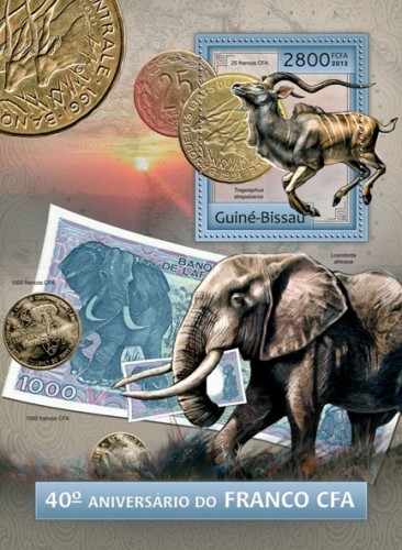 Гвинея-Биссау, 2012. (12808) 40-летие франка КФА (африканского) (мл+блок)  