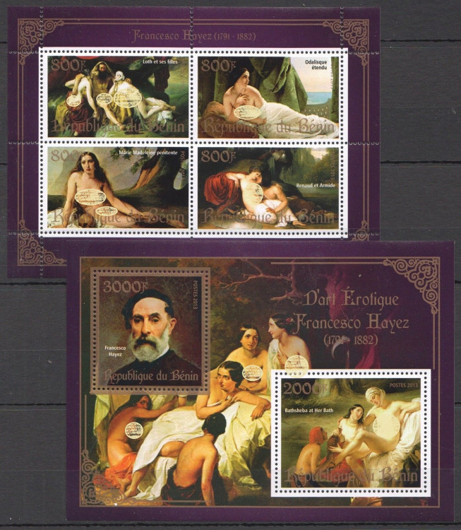 Бенин, 2013. Живопись, Хайес (мл+блок) - золотая рамка