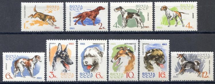 СССР, 1965. (3162-71) Фауна, собаки
