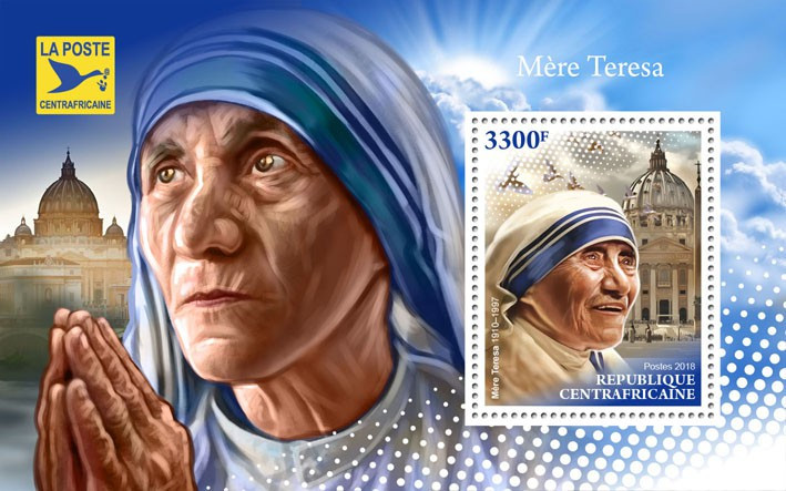 ЦАР, 2018. (18710) Мать Тереза (2 мл+2 блока)  