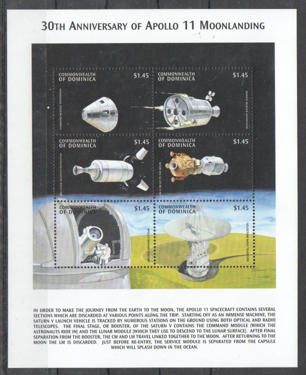 Доминика, 2014. [dom1401m] Космос, Аполлон 11 (м\л)