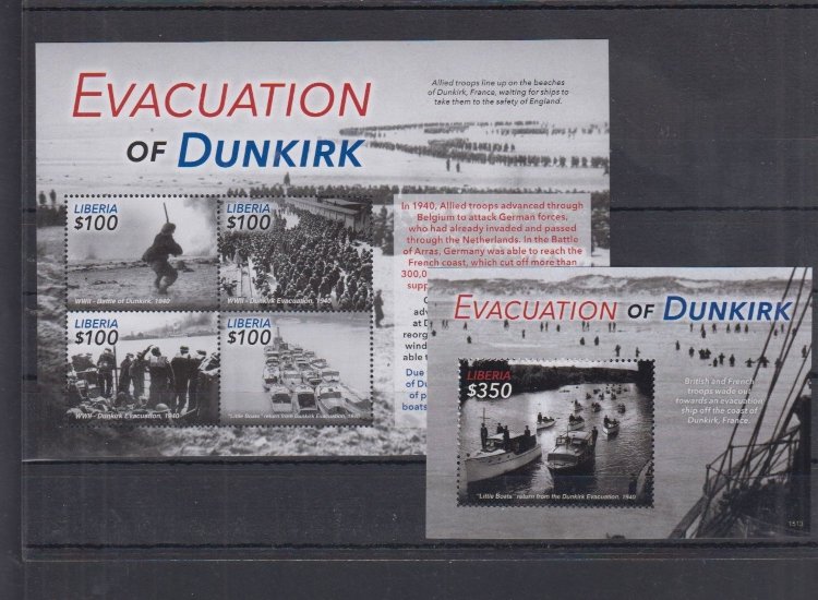 Liberia 2015. [lib1513] 2nd World war, the evacuation of Dunkirk (m\l+block)