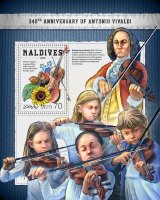 Мальдивы, 2018. (mld18408) Великие композиторы - Антонио Вивальди (мл+блок)  