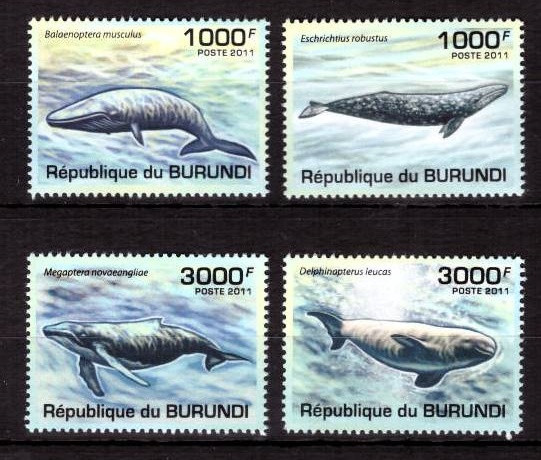 Бурунди, 2011. (1111c) Морская фауна, киты