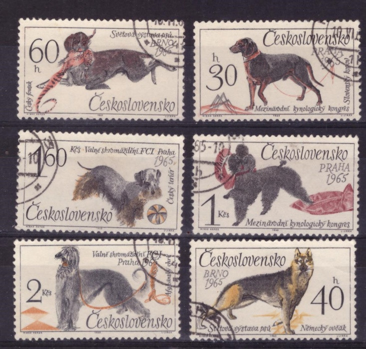 Чехословакия, 1965. Фауна, собаки (гашен.)