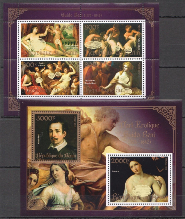 Бенин, 2013. Живопись, Рени (мл+блок) - серебряная рамка