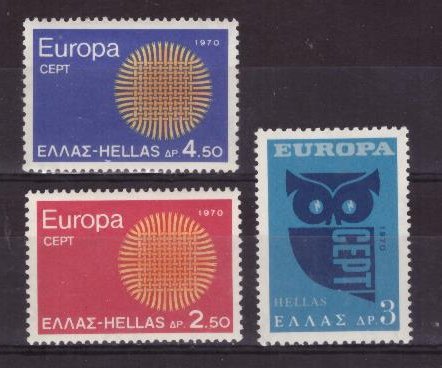 Греция, 1970. [1040-42] Выпуск по программе "Европа" 