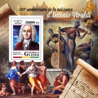 Гвинея, 2018. (gu18112) Великие музыканты - Антонио Вивальди (мл+блок)