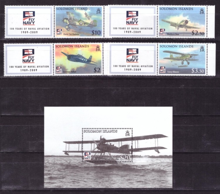 Соломоновы о-ва, 2009. Морская авиация (серия с купоном+блок)
