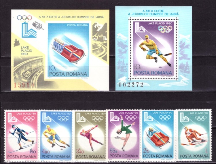 Румыния, 1980. Олимпиада - Лейк Плесид (серия+2 блока)