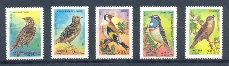 Россия, 1995. (0221-25) Певчие птицы России