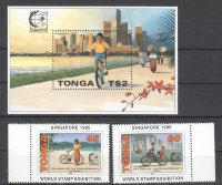 Тонга, 1995. [n0250-51] Городской транспорт, филвыставка (серия+блок)