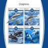 Соломоновы о-ва, 2017. (slm17503) Морская фауна, дельфины (мл+блок)