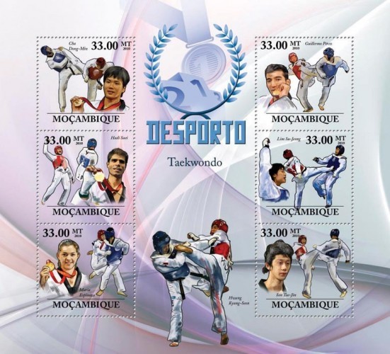 Мозамбик, 2010. (10213) Спорт, таэквондо (мл+блок) 
