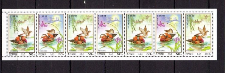 КНДР, 2000. (4362-63) Птицы (сцепка)
