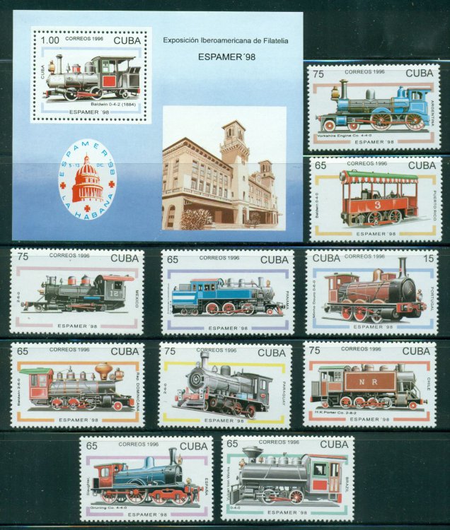 Куба, 1996. Локомотивы (серия+блок)