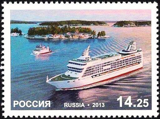 Россия, 2013. (1720) Корабли, совместный выпуск РФ - Аландские о-ва