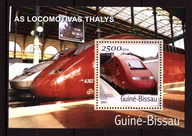 Гвинея-Биссау, 2001. (0108) Локомотивы Thalys (блок)