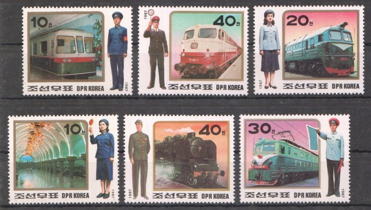 Северная Корея, 1987. [2871-76] Локомотивы  