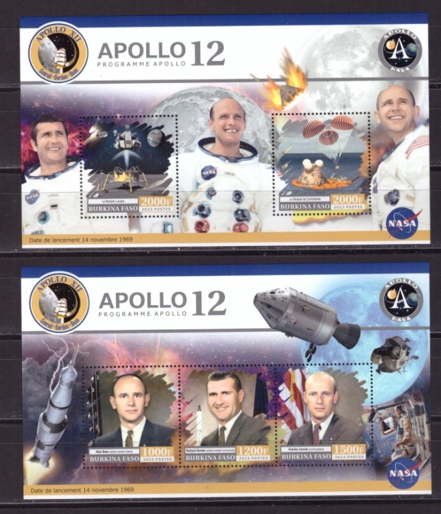 Буркина Фасо, 2023. Коcмос, Аполлон-12 (мл+блок)