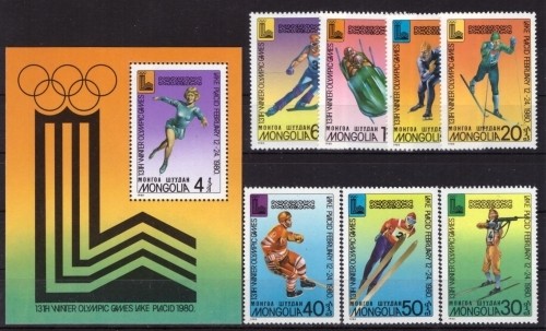 Монголия, 1980. Олимпиада - Лейк-Плесид (серия+блок)