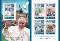 Соломоновы о-ва, 2014. (slm14313) Папа Франциск (мл+блок)