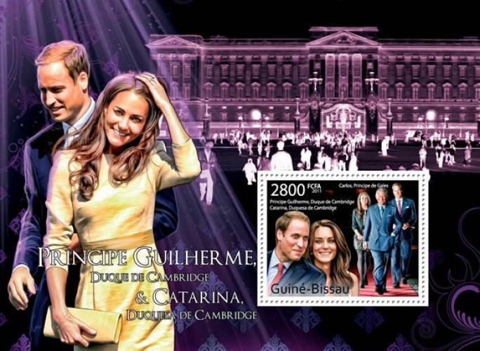 Гвинея-Биссау, 2011. (11716) Принц Уильяма и Кэтрин Миддлтон (мл+блок)