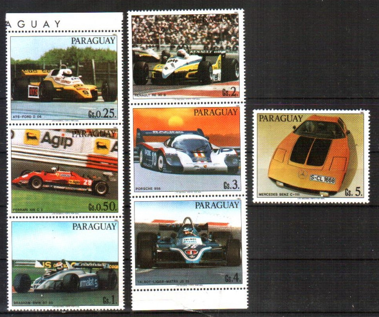 Парагвай, 1983. (3586-92) Спортивные автомобили