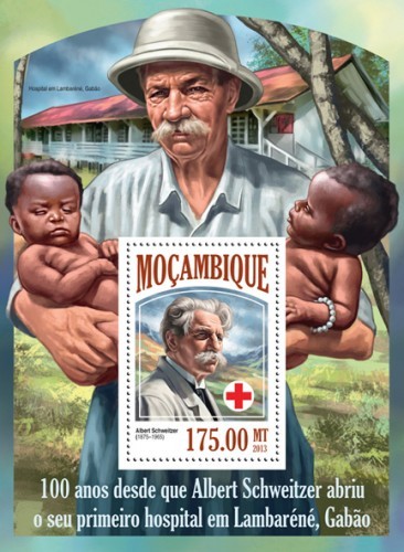 Мозамбик, 2013. (13503) Медицина, Альберт Швейцер (мл+блок) 