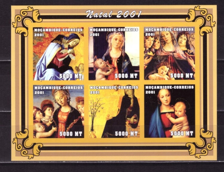 Мозамбик, 2001. Живопись, рождество (мл, бз) (02) 